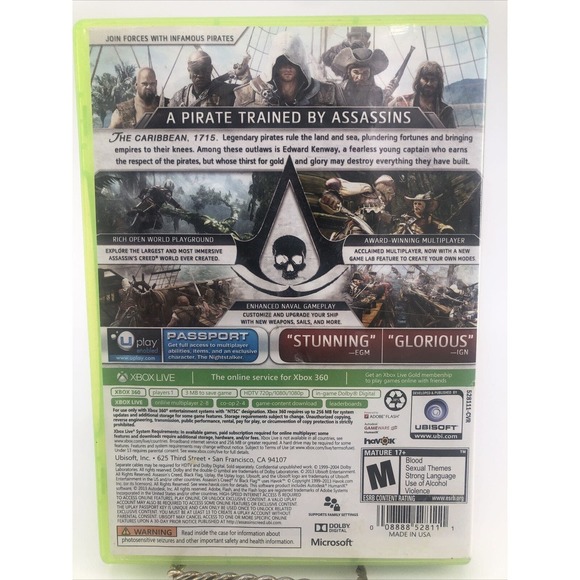 Assassin's Creed IV Black Flag Xbox 360 Rated M Pirates Battle Looting Fighting - Picture 2 of 5